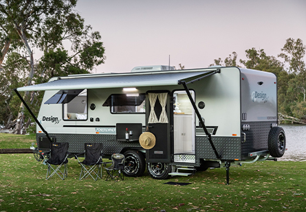 Design RV Family Caravan camping setup.