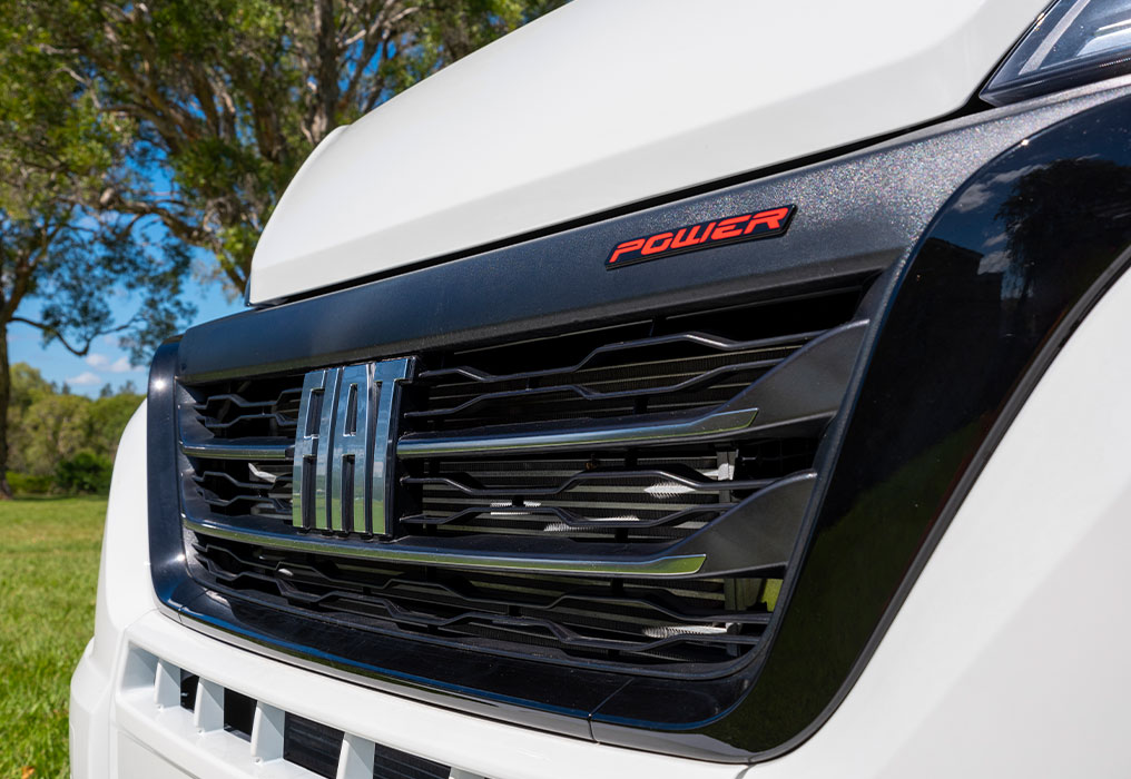 Fiat Ducato with a 9-speed automatic gearbox, highlighting the gear shift and modern dashboard layout.