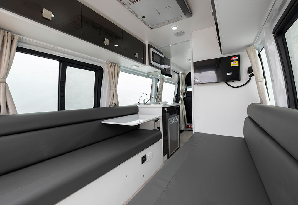 Winnebago Bondi 4S 2 Berth Campervan Interior Lounge-to-double-bed conversion