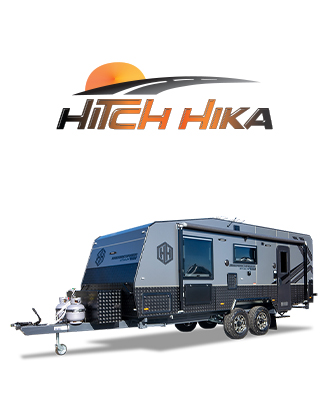 Hitch Hika Brand Logo And Hero Recreational Vehicle Featuring Premium Off-Road Caravans Designed For The Ultimate Outdoor Adventure.