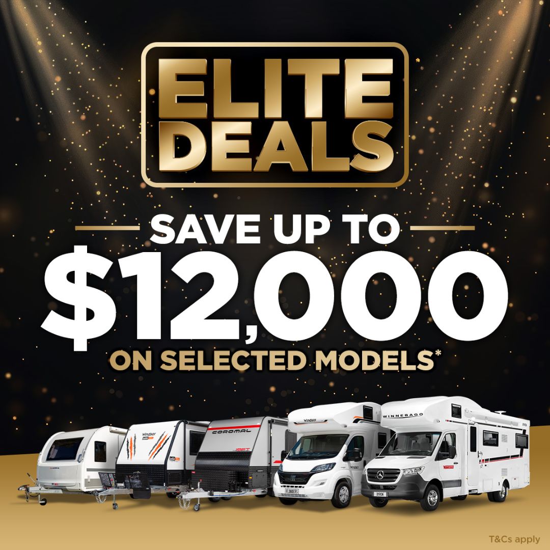 Elite Deals Promo Tile Featuring Various RVs From Our Brands Save On Selected Stock T&Cs Apply