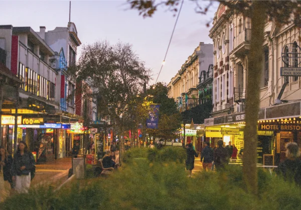 Wellington cbd as the sun is setting