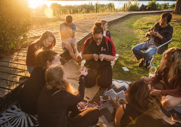 Group weaving lesson