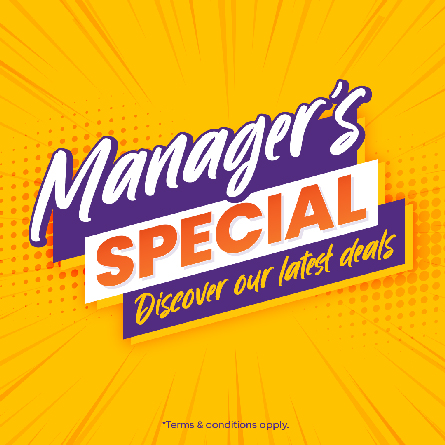 Managers Specials Promo Tile. Managers Specials, Discover Our Latest Deals.