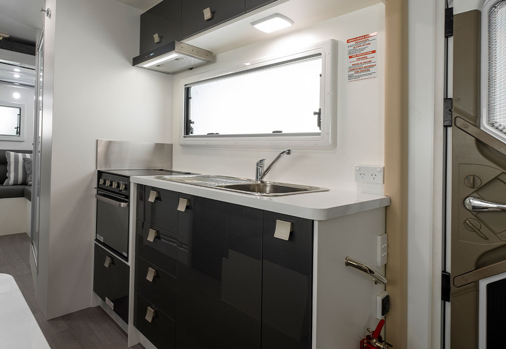 Winnebago Kirra 4 Berth Motorhome Internal Kitchen with modern appliances