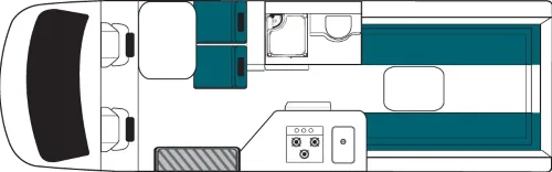 2 Berth Motorhome Hire - Ultima AU Floor Plan Day