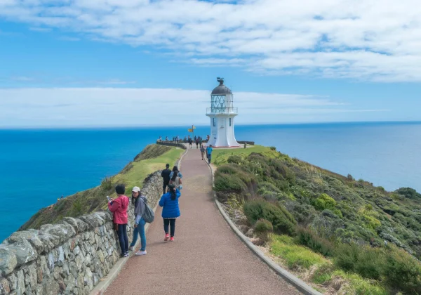 Northern most point of New Zealand, showing a lighthouse