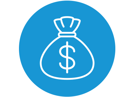 Blue Tile Image of a Money Bag With Dollar Sign 