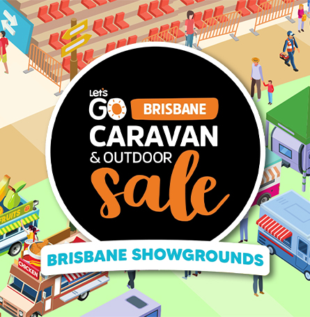 Let’s Go Caravan, Camping & Outdoor Show Brisbane 2025 poster, featuring event details and visuals.