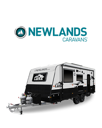 Newlands Brand Logo And Hero Recreational Vehicle Showcasing Tough, Off-Road Caravans Built For Adventure Seekers And Explorers.