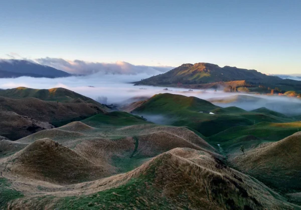 Fog rolling over mountains