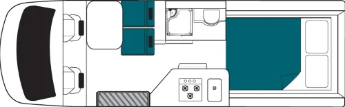 2 Berth Motorhome Hire - Ultima AU Floor Plan Night Time