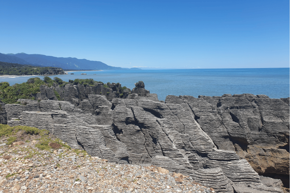 Rugged NZ coastline with Pancake rocks