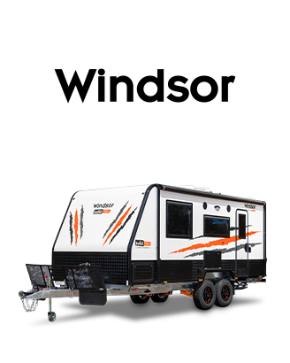 Windsor Brand Logo And Hero Recreational Vehicle Showcasing Stylish Caravans Built For Families And Designed With Comfort And Durability In Mind.