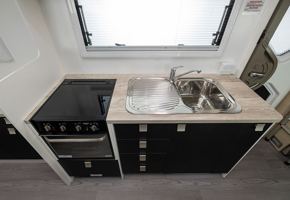 Winnebago Coogee 4 Berth Motorhome Interior Kitchen with modern appliances