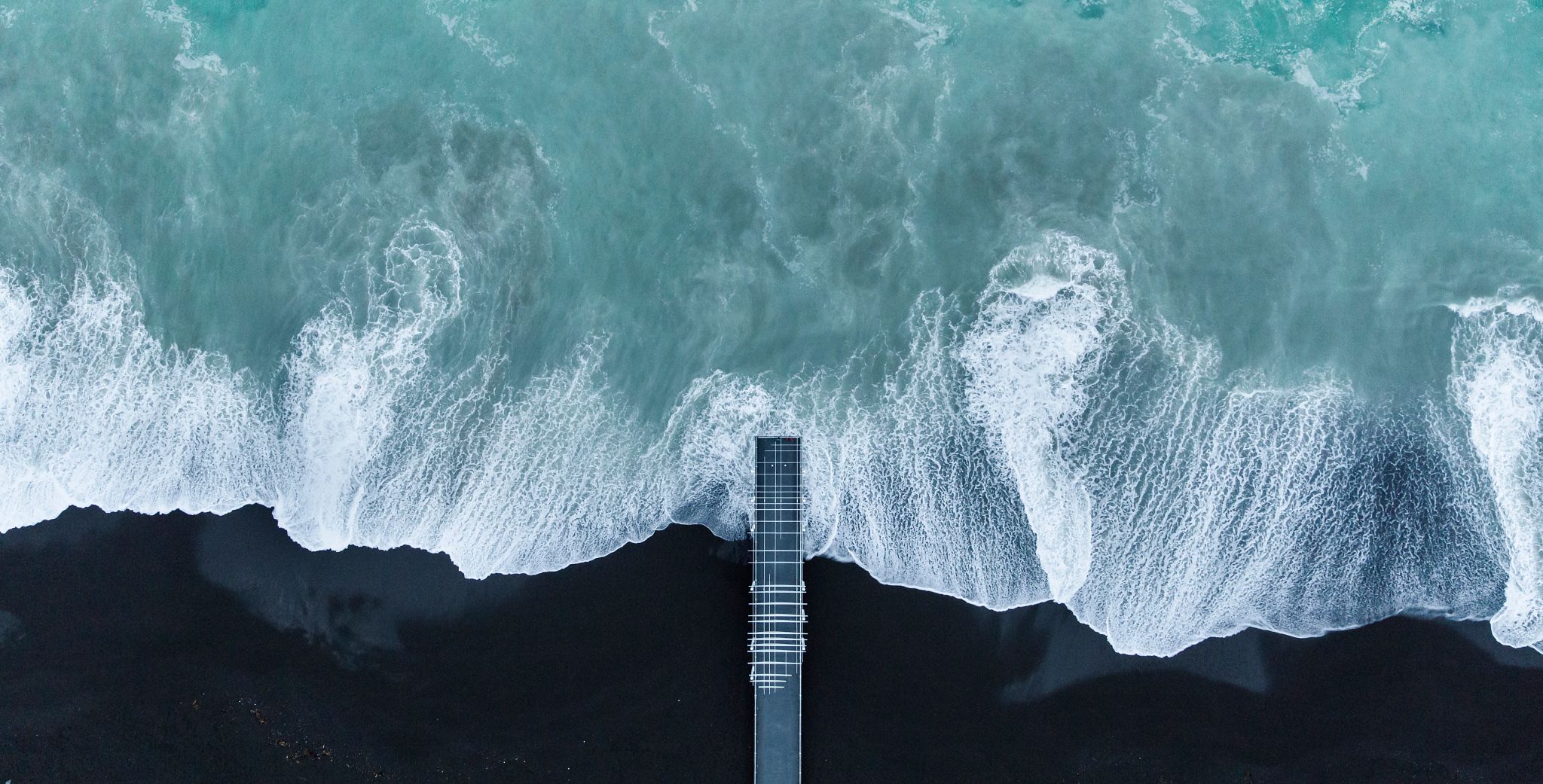 Waves crashing on the shore