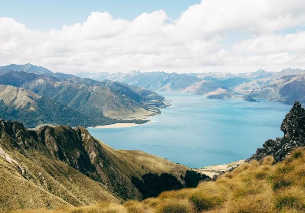 Mountain top view of Lake Hawea