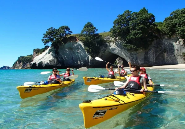 3 Kayaks of couples kayaking