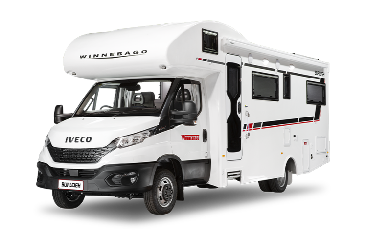 Cutout image of a Winnebago Burleigh motorhome, showcasing its exterior design and features.