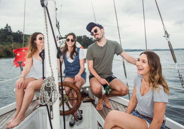 Friend on a sailing boat