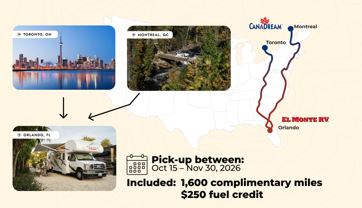 Offerta speciale per viaggi in camper da Toronto a Orlando