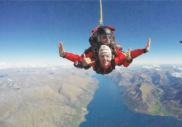 Tandem skydiving aerial view