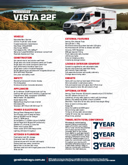 Brochure for Vista 22F