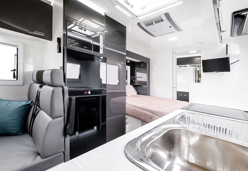 Inside living area of motorhome