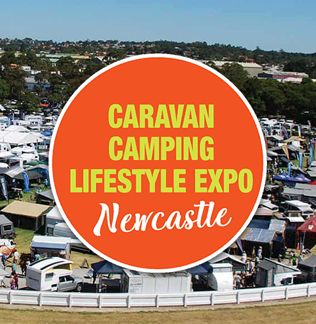 Caravan, Camping & Lifestyle Expo Newcastle poster, showcasing event details and visuals.