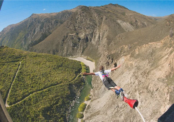 Bungy jumper who has just taken the leap