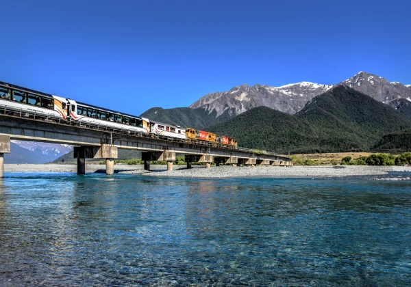 TranzApline Train crossing a river
